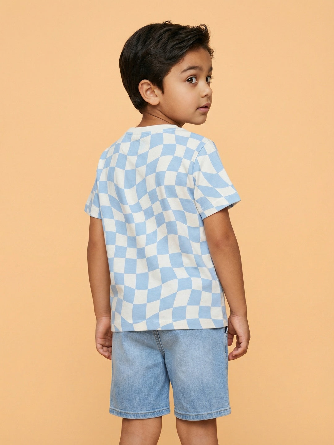 Nautinati Boys' 100% Cotton Pack of 2 Racing Graphic & Chequered Crew Neck T-shirts