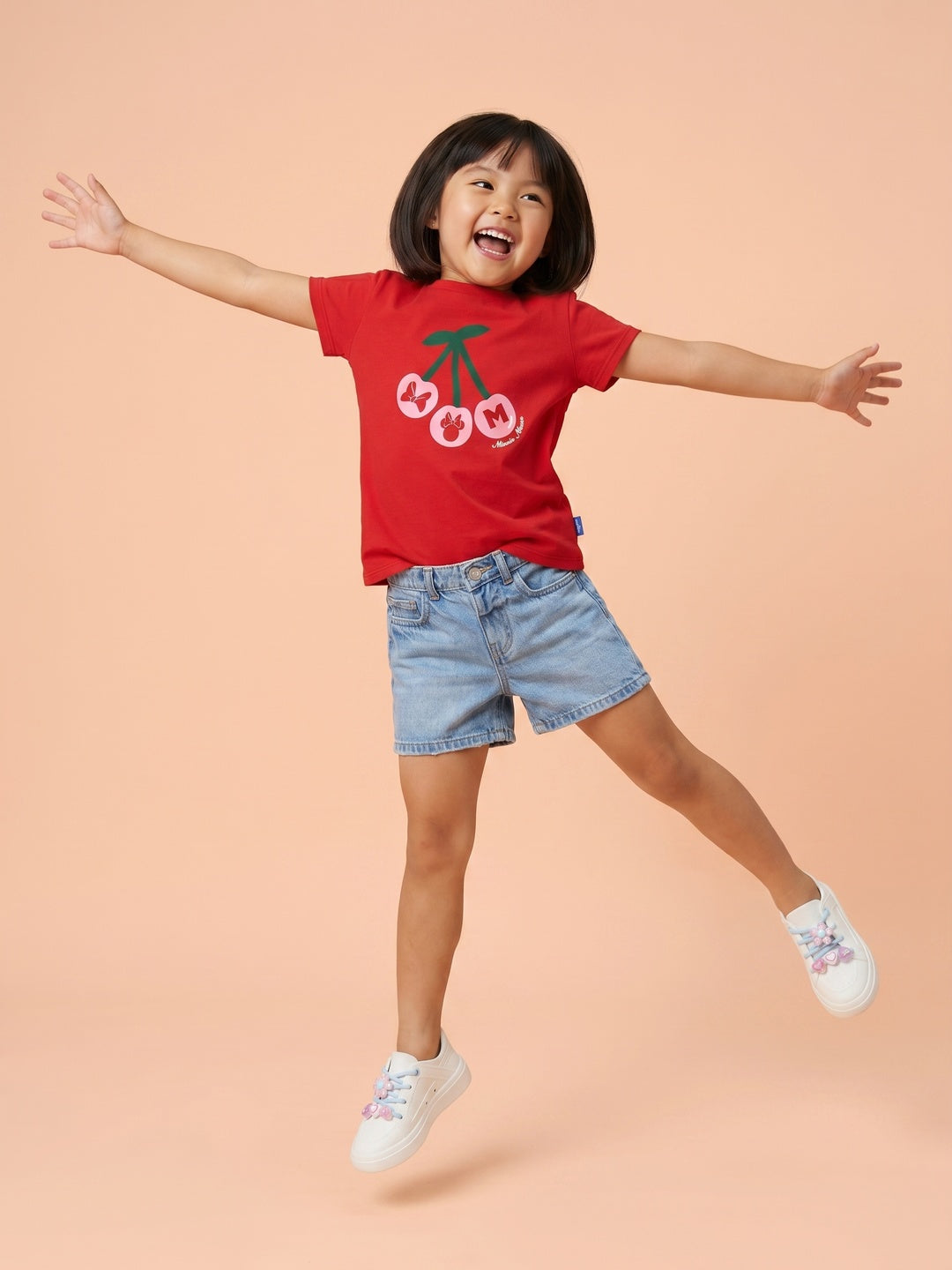 Nautinati Girls' Pack of 2 Cotton Cherry Printed T-shirts