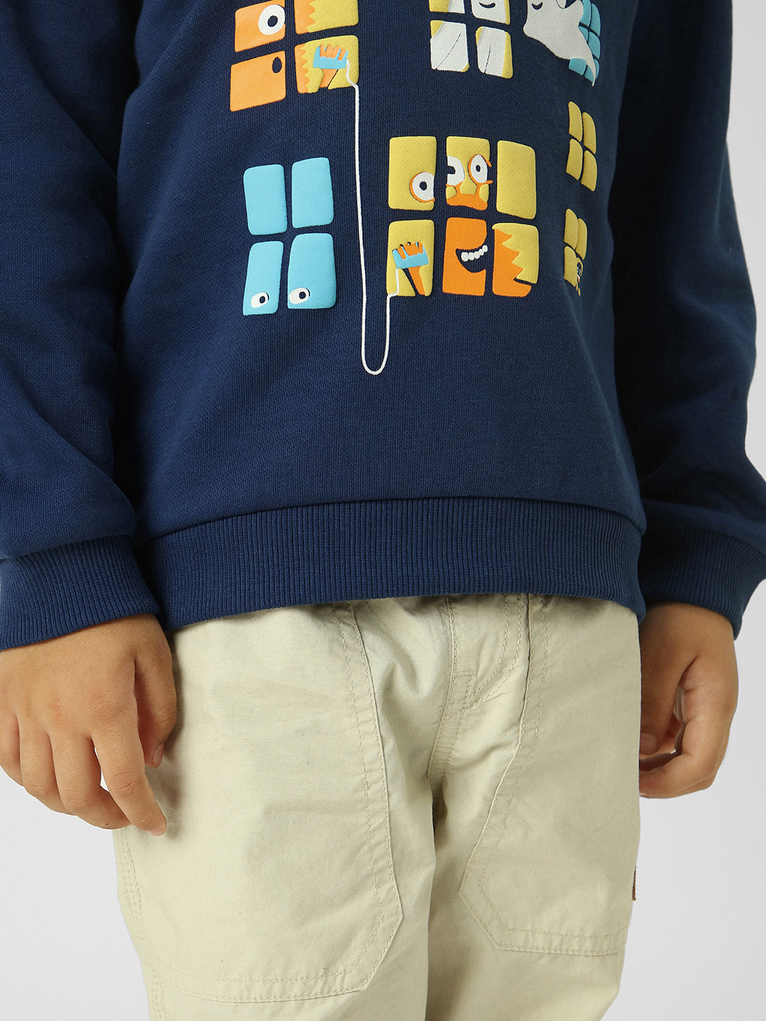 Boys Navy Printed Winter Sweatshirt