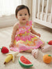 Nautinati Girls' Cotton Blend One-shoulder Multicolour Abstract Tie-dye Print Fit & Flare Smocked Dress