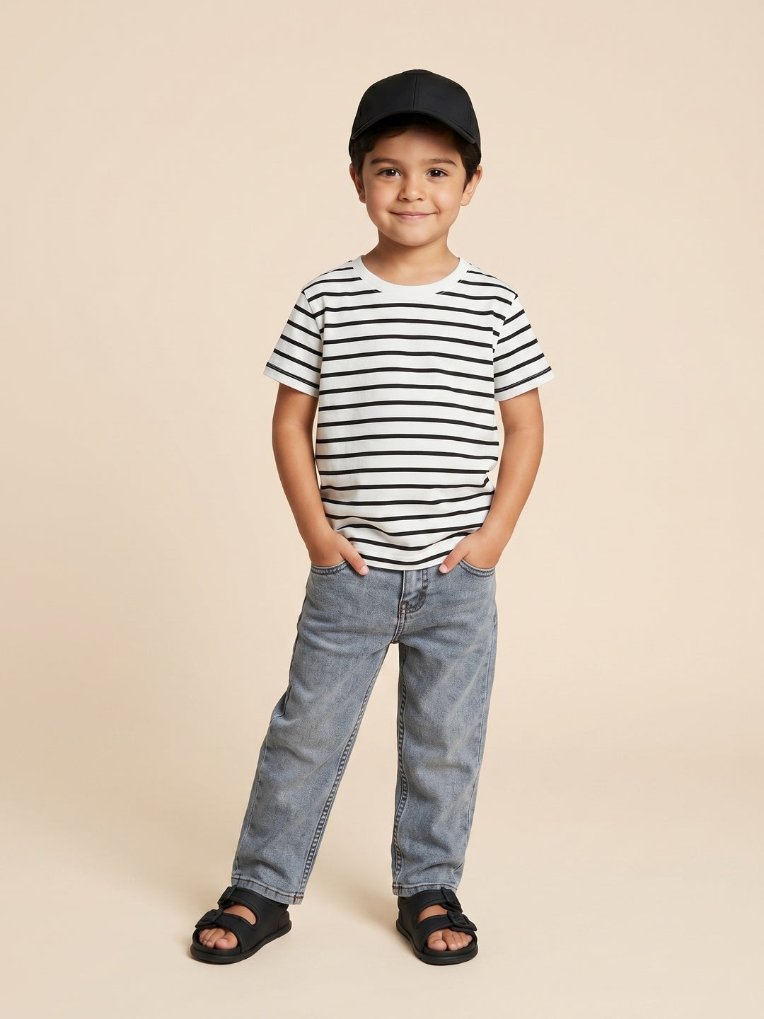 Nautinati Boys Pure Cotton Mid Grey Loose Fit Jeans