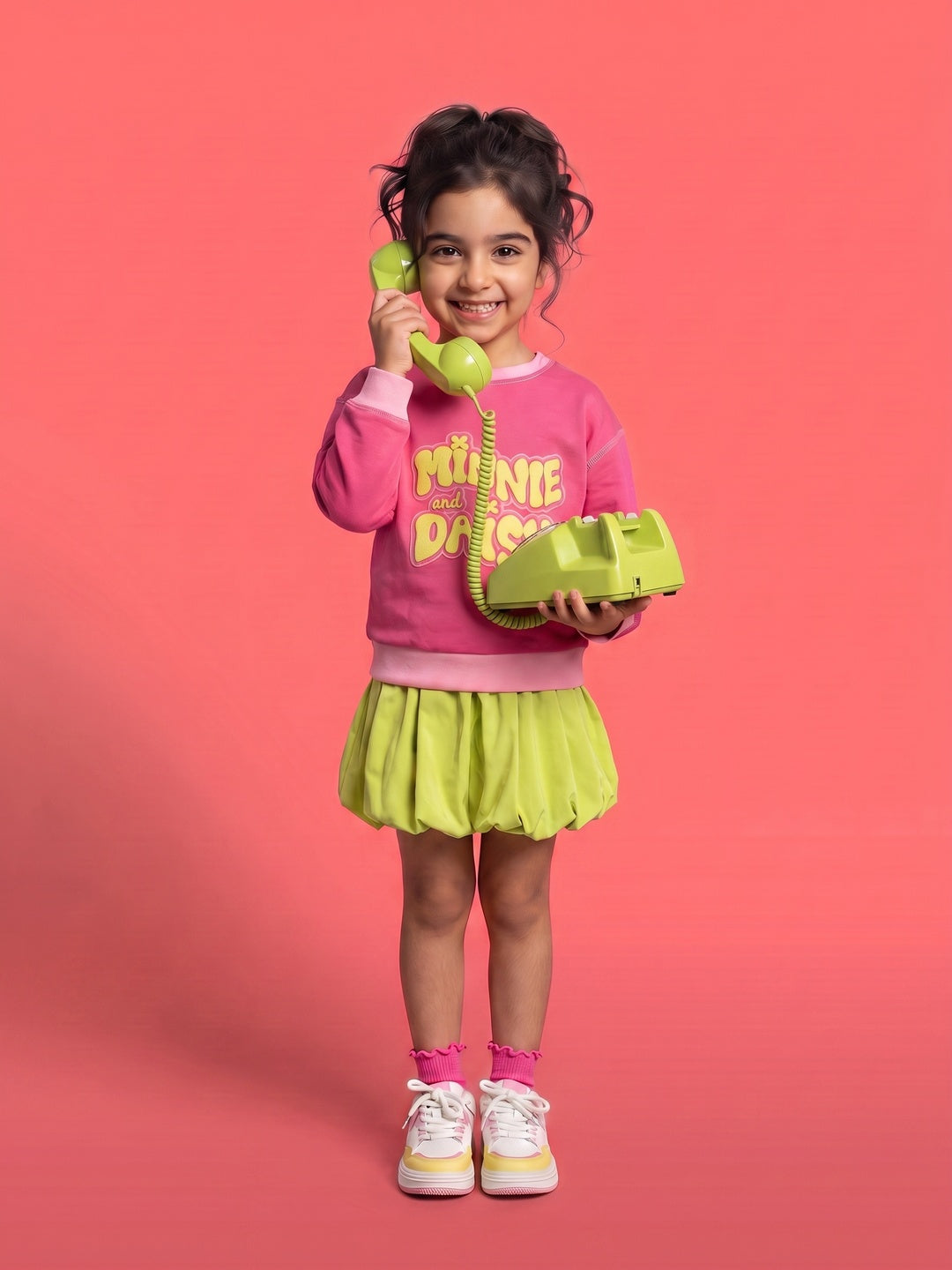 Nautinati Girls Disney Minnie and Daisy Oversized Sweatshirt with Front and Back Puff Print