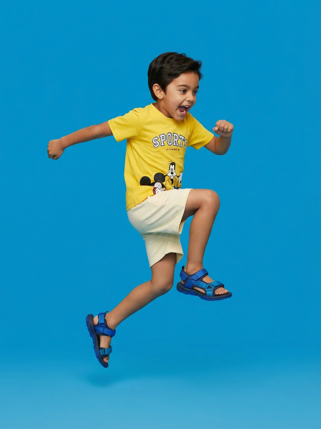 Nautinati Boys Mickey & Friends Printed Regular Fit Round Neck T-shirt and Shorts Clothing Set