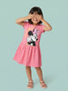 Nautinati Girls' 100% Cotton Disney Minnie Mouse Placement Print A-line Dress