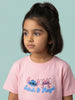 Nautinati Girls' 100% Cotton Disney Lilo & Stitch Front & Back Graphic Oversized T-shirt