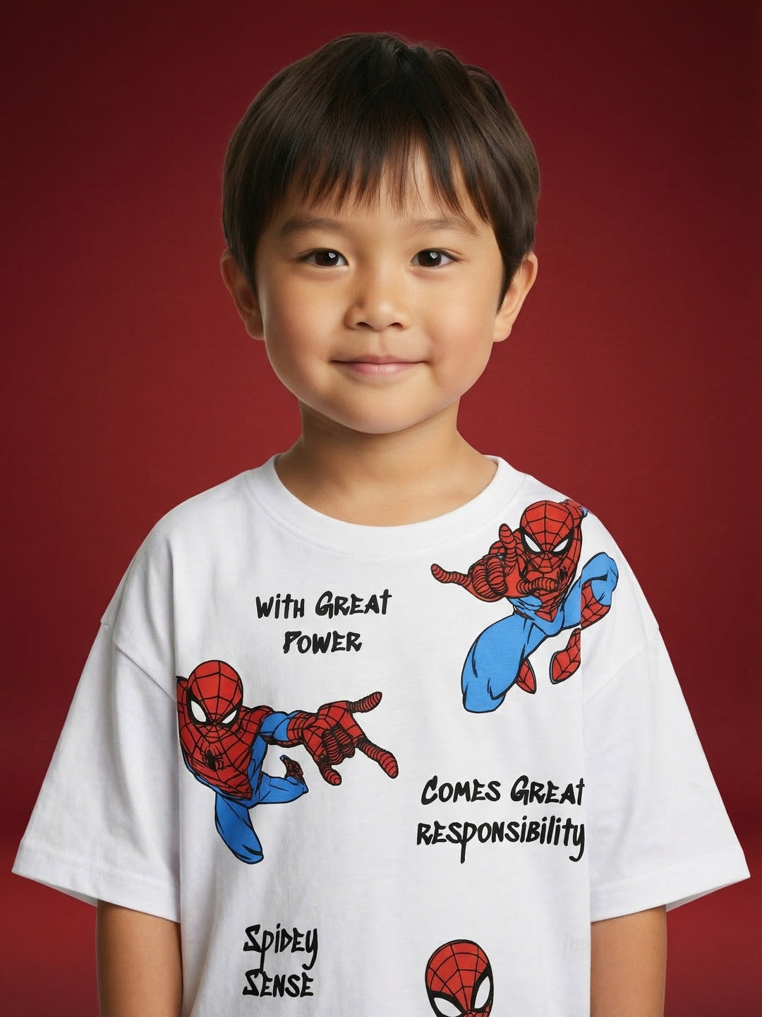 Nautinati Boys' 100% Cotton Disney Spiderman Graphic Oversized Crew Neck T-shirt