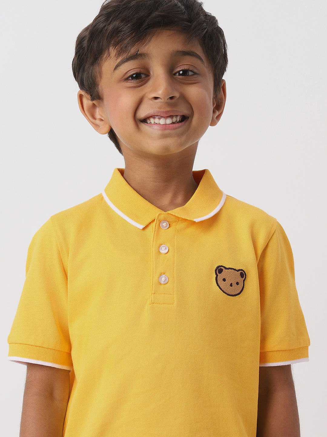 Nautinati Boys Cotton Bear Badge Detail Polo T-shirt