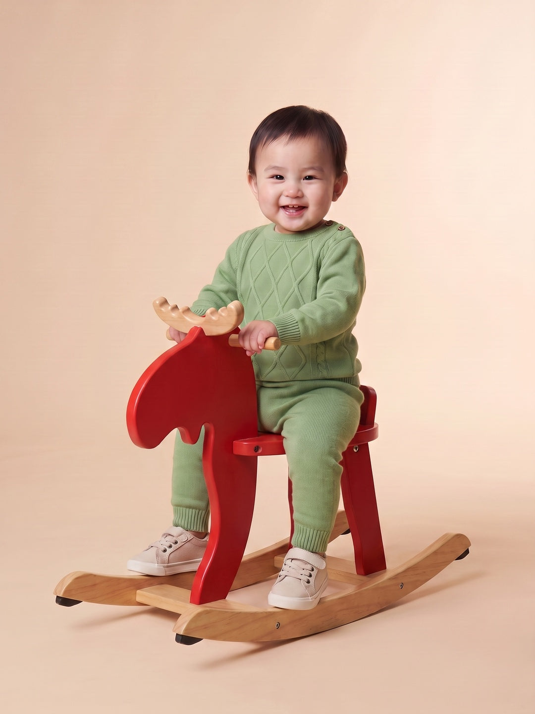Nautinati Baby Boys Cable Knit Sweater & Jogger Set with Button Closure, Relaxed Fit