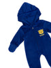 Nautinati Blue Bear Embroidered Badge Hooded Fur Sleepsuit for Infant Boys