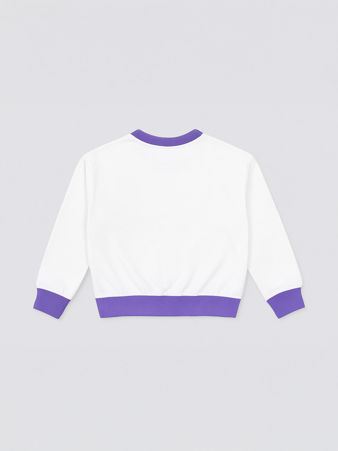 Nautinati White & Violet Typography Sweatshirt Set for Girls