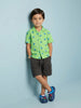 Nautinati Boys Dinosaur Printed Oversized 100% Cotton Resort Shirt and Cargo Shorts Set