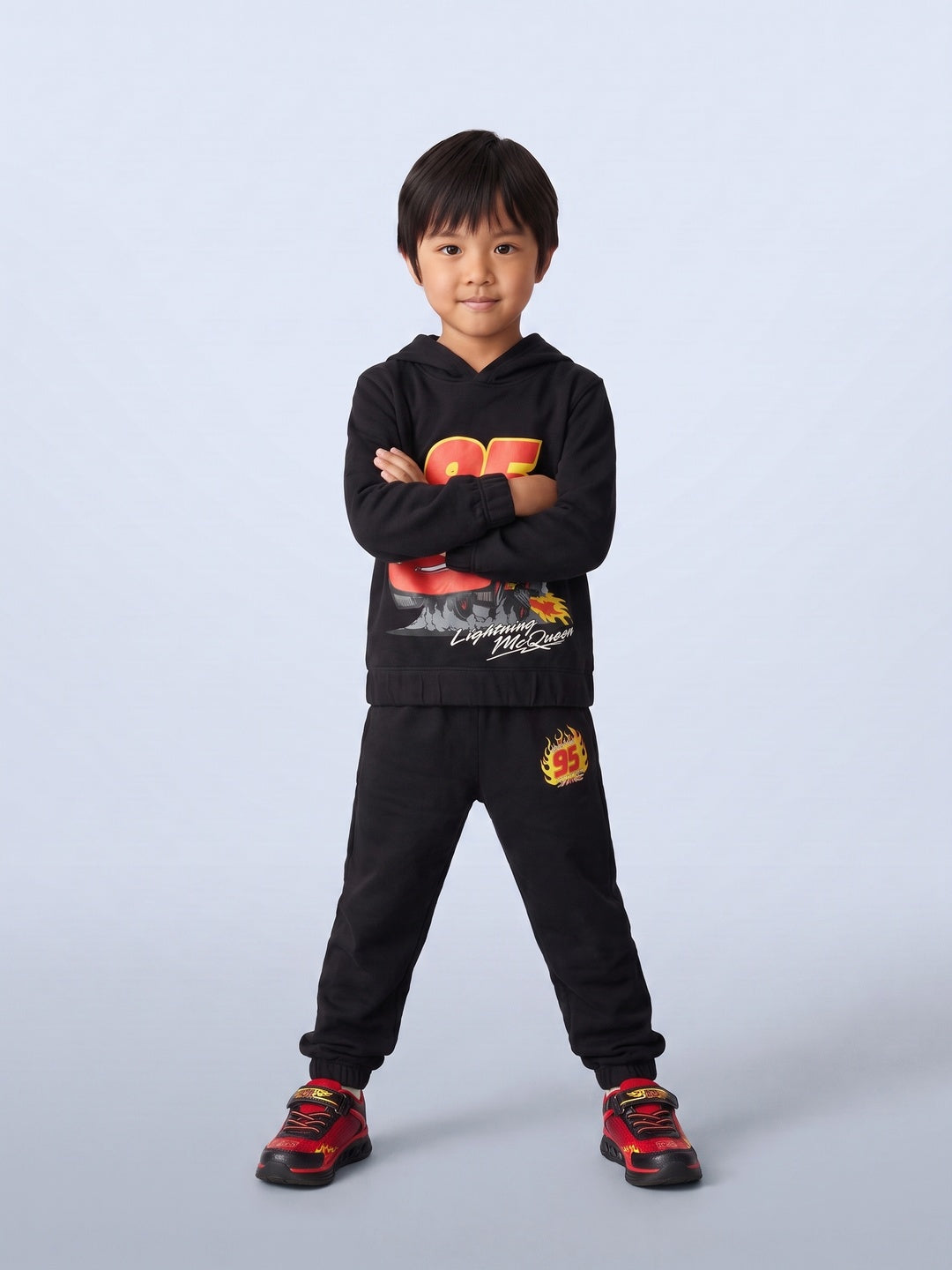 Nautinati Boys Disney Cars Graphic Printed Oversized Hoodie and Jogger Set