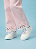 Nautinati Girls' 100% Cotton Straight Fit Twill Woven Trousers with Embroidery & Schiffli Hem