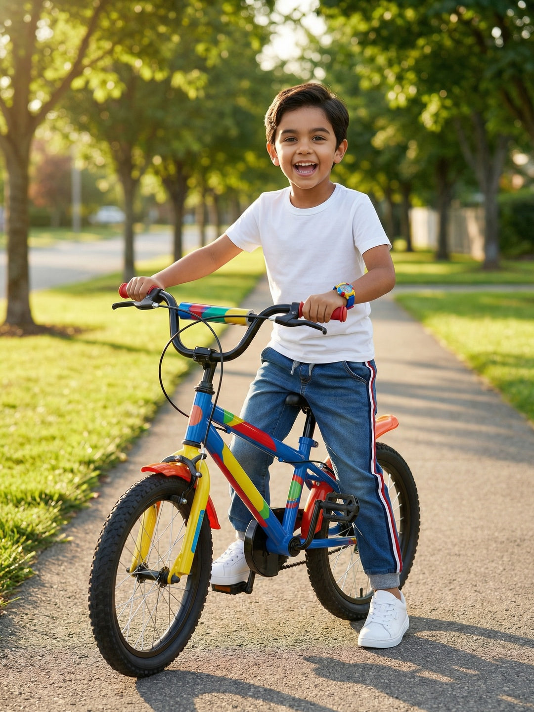 Nautinati Boys' 100% Cotton Stretchable Dark Wash Jogger Jeans with Side Tape