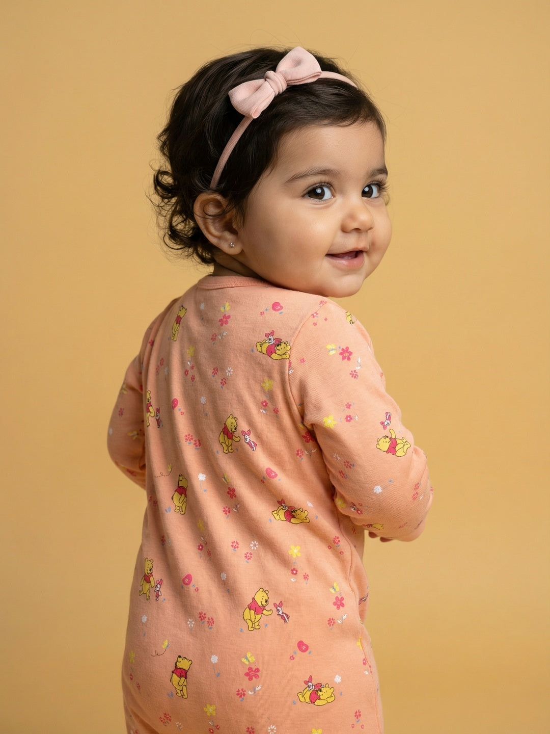 Nautinati Baby Girls' Unisex 100% Cotton Pack of 2 Disney Winnie the Pooh Print Sleepsuits