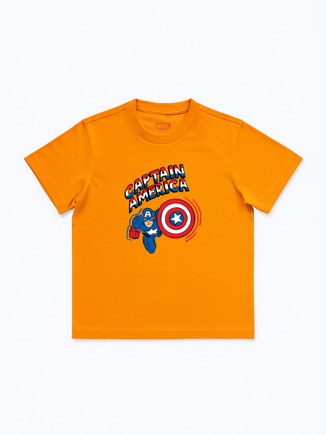 Nautinati Pack of 2 Orange and Blue Marvel Captain America Printed T-shirts for Boys