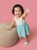 Nautinati Girls' 100% Cotton All-over Strawberry Print Fit & Flare Dress with Gathered Waistline