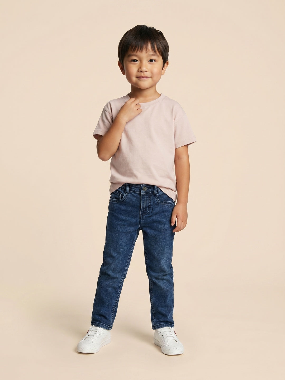 Nautinati Boys Pure Cotton Navy Dark Wash Straight Fit Jeans