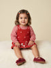 Nautinati Girls' Corduroy Floral & Stars Embroidery Dungaree with Cotton Chequered T-shirt