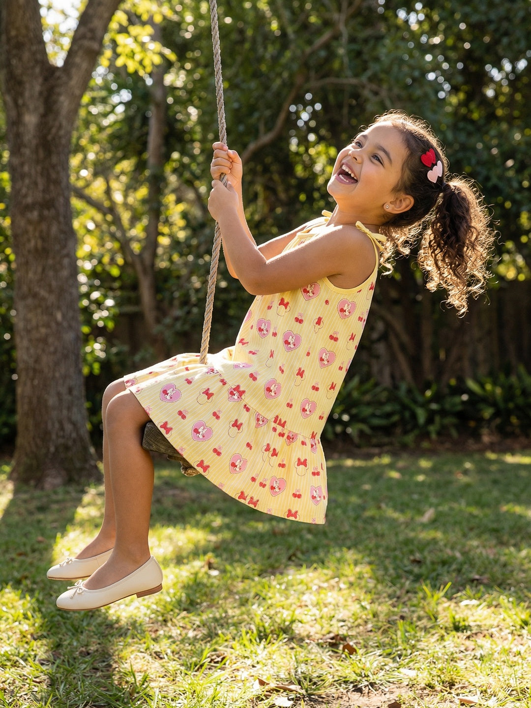 Nautinati  Girls All-over Minnie Mouse Printed Regular Fit Tie-up Style Sleeveless Dress