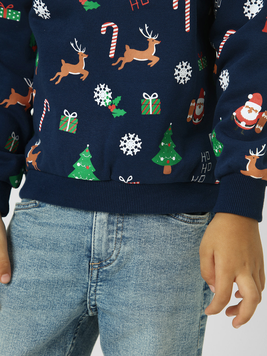 Boys Holiday-Themed Navy Pullover Sweatshirt