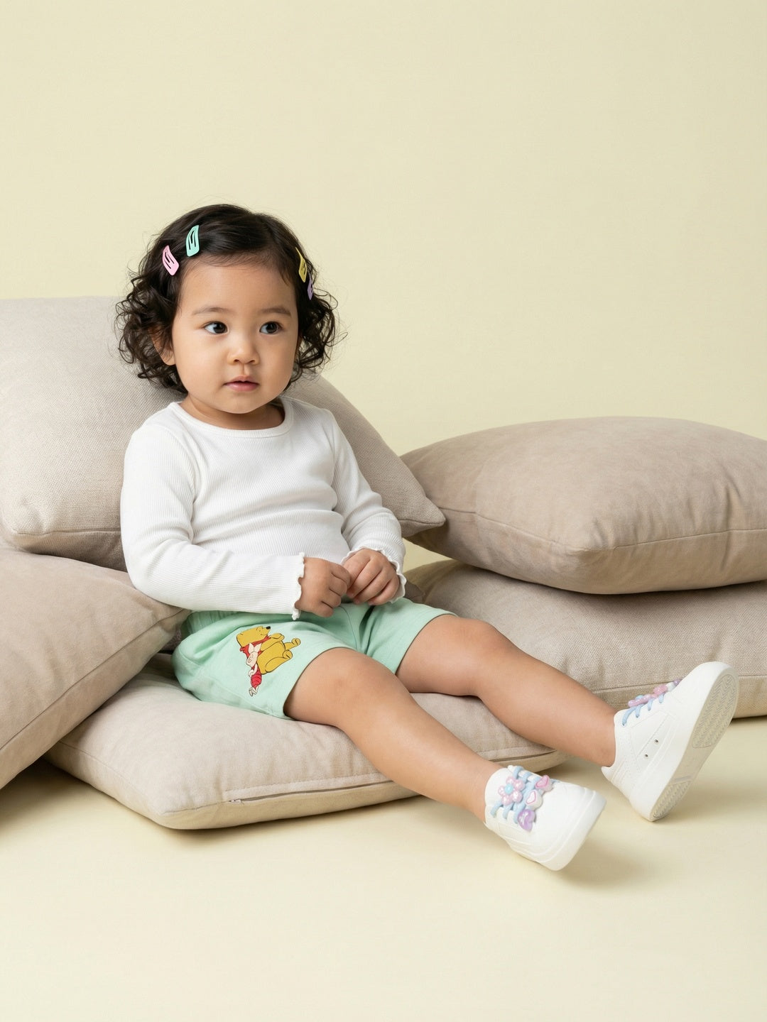 Nautinati Baby Girls' 100% Cotton Pack of 2 Disney Winnie the Pooh Placement Print Shorts