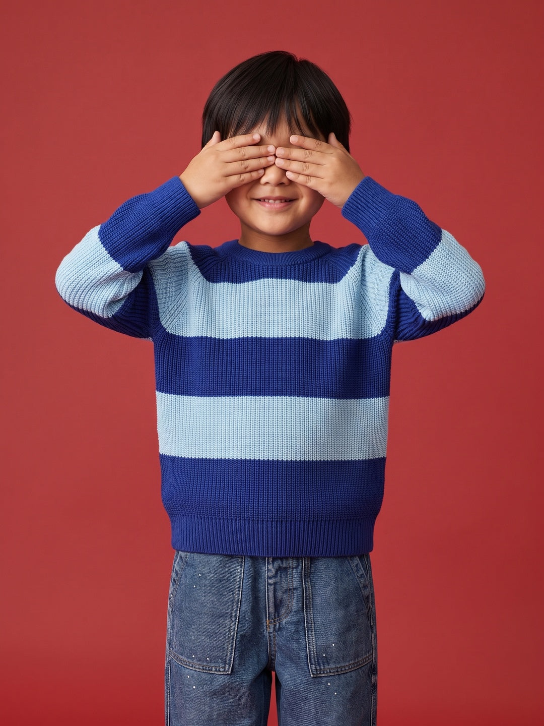 Nautinati Boys Relaxed Fit Chunky Knit Striped Sweater