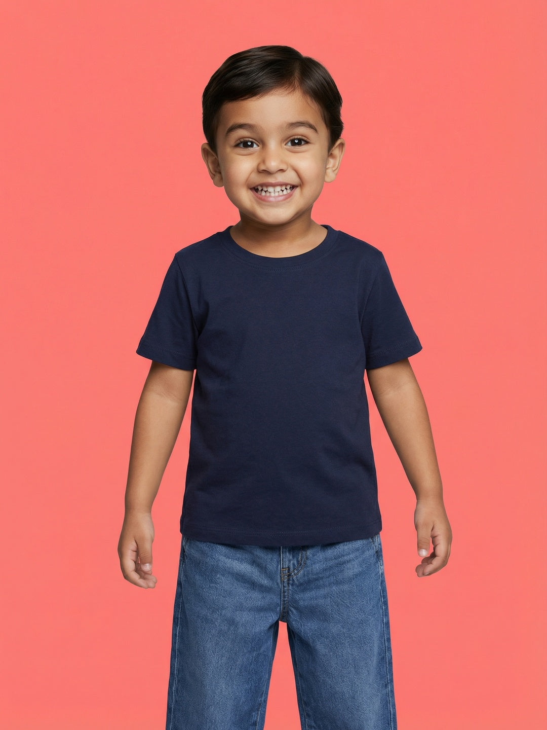 Nautinati Boys' 100% Cotton Pack of 2 Solid & Striped Essentials Crew Neck T-shirts