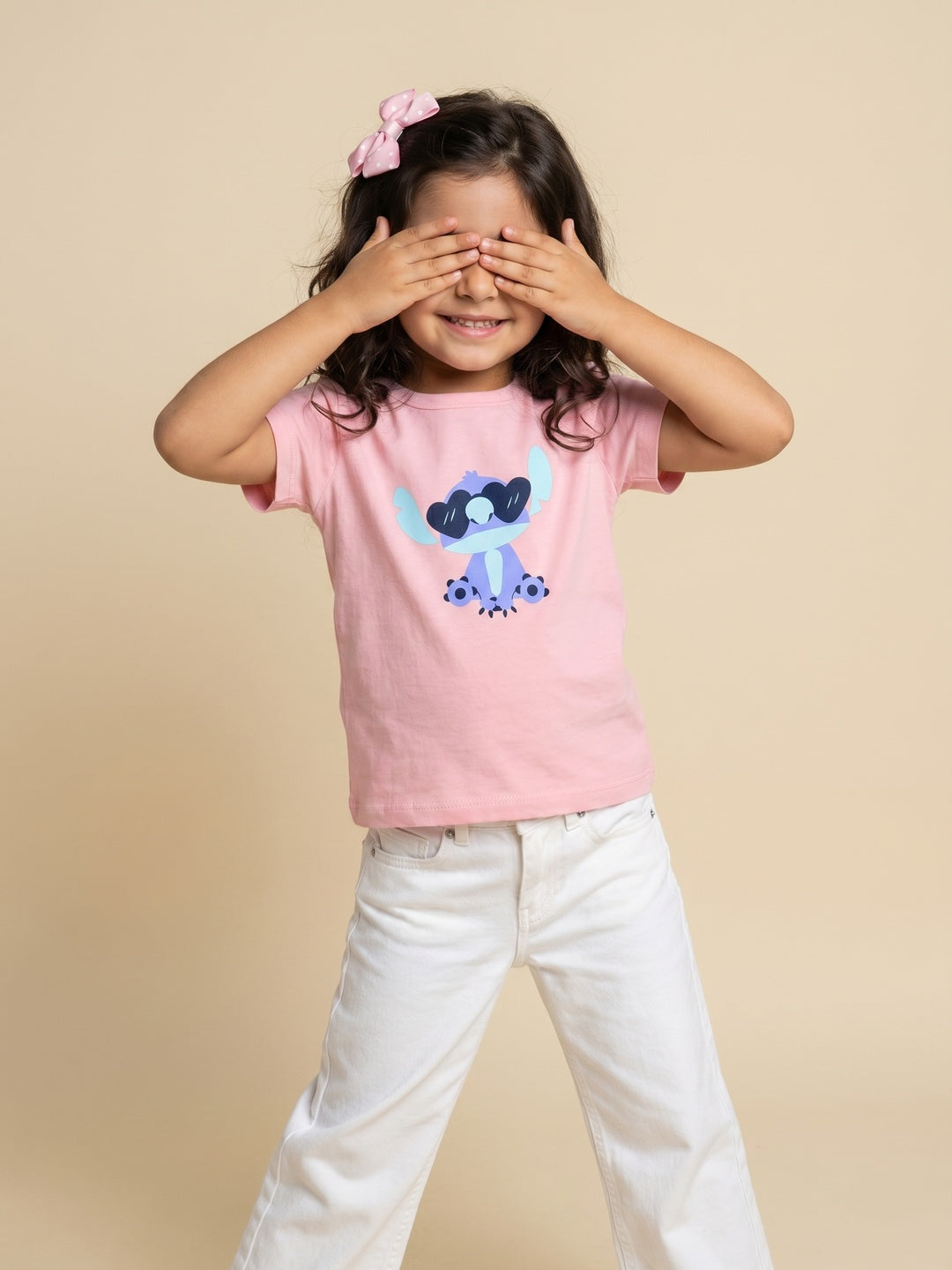 Nautinati Girls' Cotton Pack of 2 Disney Lilo & Stitch Printed T-shirts