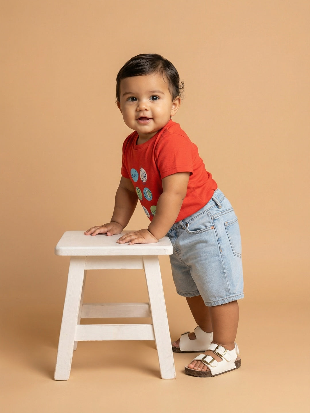 Nautinati Baby Boys' Cotton All-over Number and Sea Animals Printed T-shirt Pack of 2