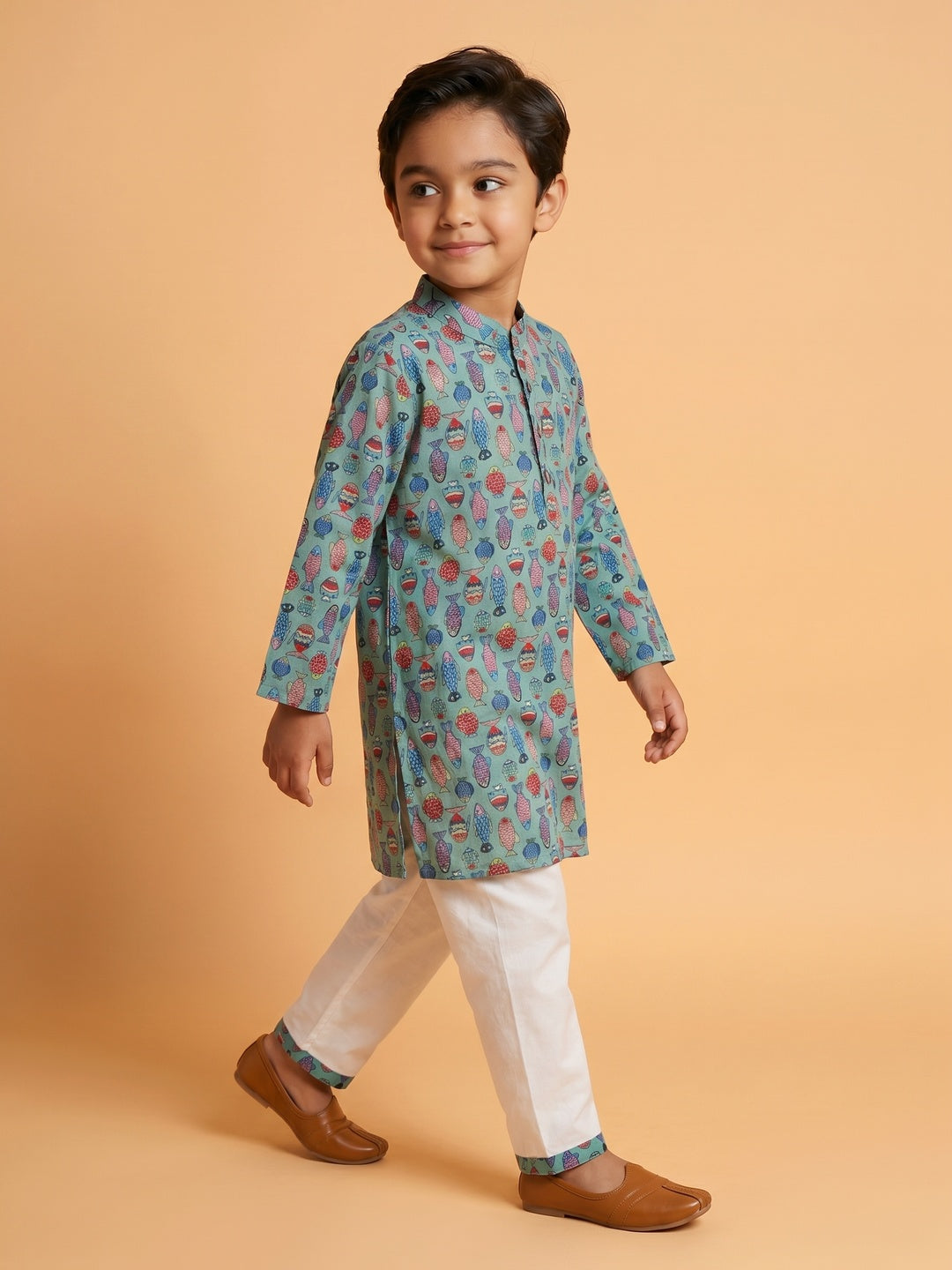 Nautinati Boys' Cotton Festive Kurta and Pyjama Set | Block Print Kurta | Age 2-10 Years (No Return | No Cancellation)