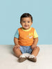 Nautinati Baby Boys' 100% Cotton Colourblock Typography Front & Back Print T-shirt