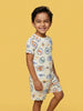 Nautinati Boys Off-White Cotton All Over Print Half-Sleeve Summer T-shirt and Shorts Set