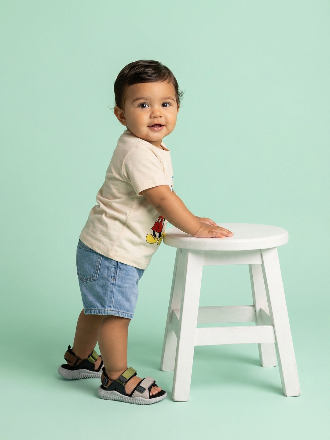 Nautinati Boys' 100% Cotton Pack of 2 Disney Mickey Mouse Print Crew Neck T-shirts