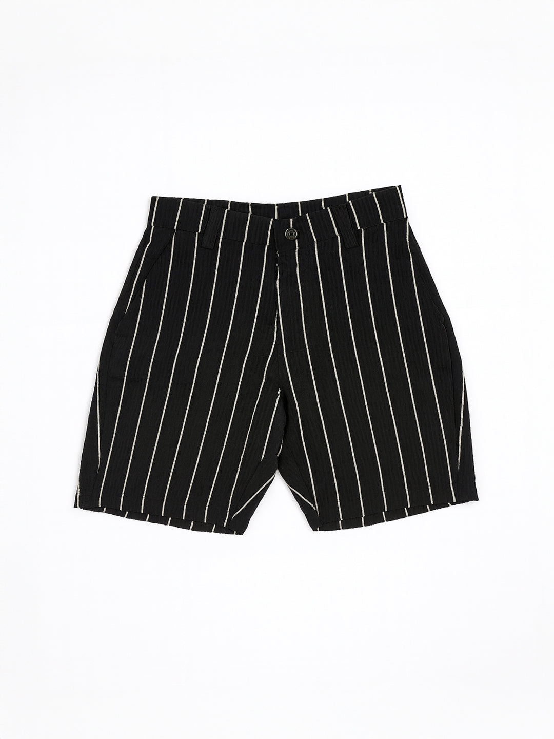 Nautinati Blue And Black Cotton Shirt With Striped Bottom & Waistcoat 3-Piece Set For Boys