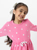 Nautinati Girls Fleece Polka Dot Print Bow Belted Dress