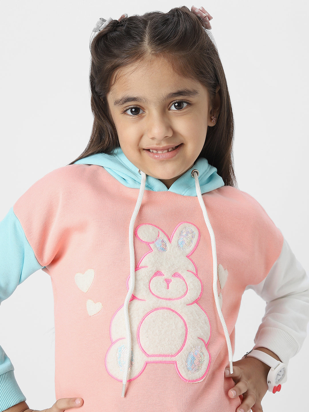 Girls Playful Graphic Print Hooded Sweatshirt