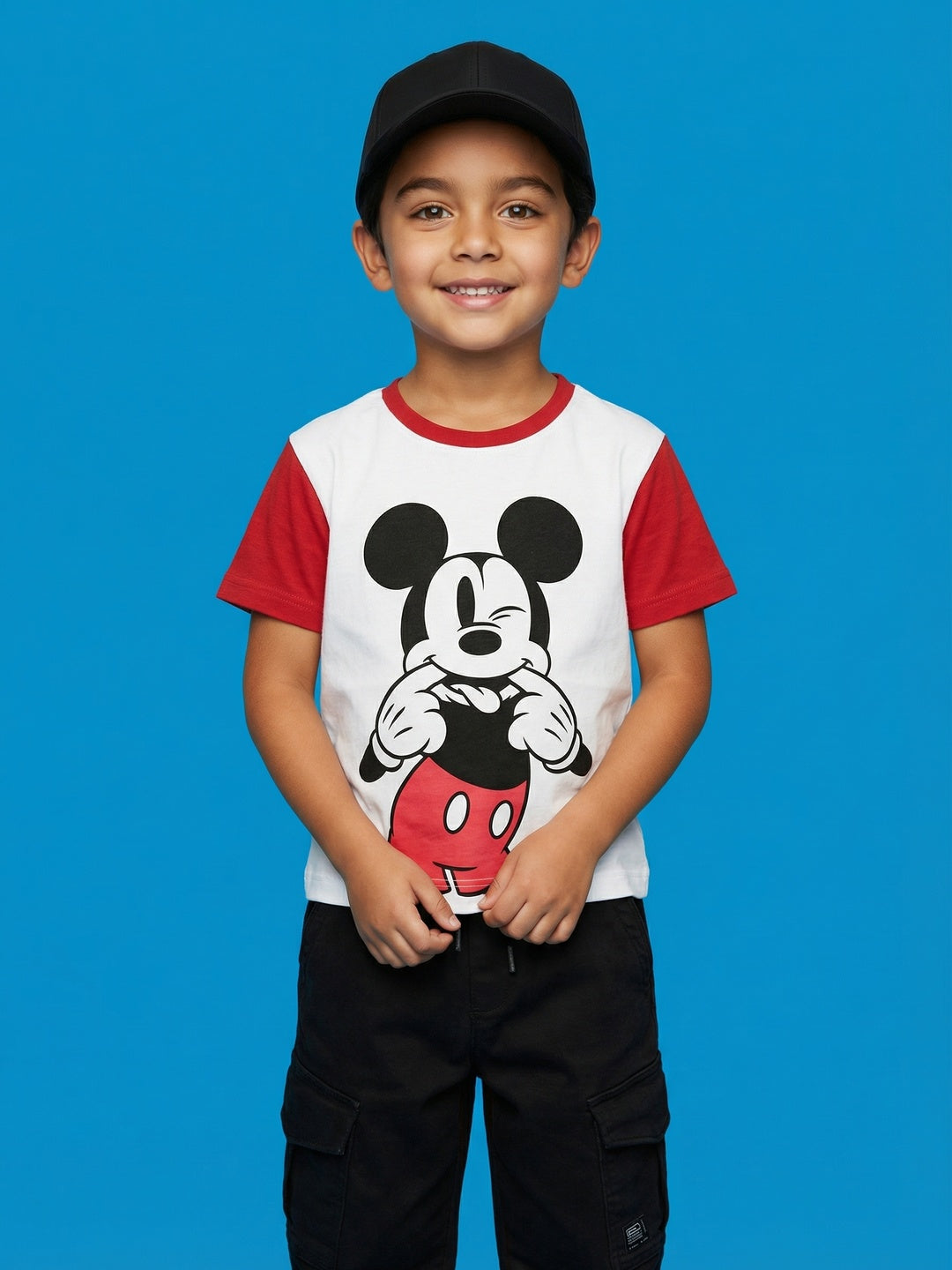 Nautinati Boys' 100% Cotton Disney Mickey Mouse Front & Back Graphic Oversized T-shirt