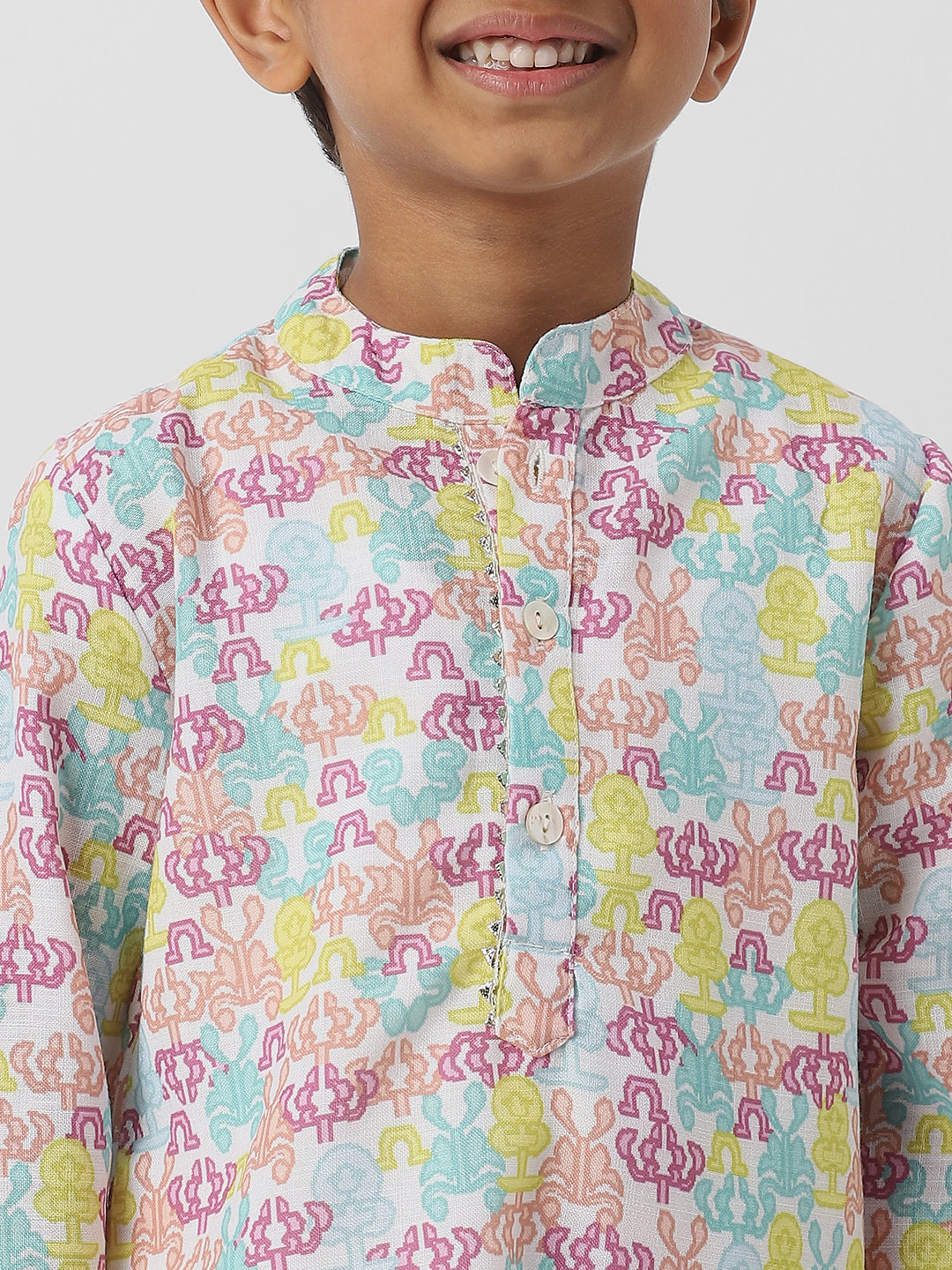 Nautinati Boys Cotton Kurta With Gota Patti Emebellishment