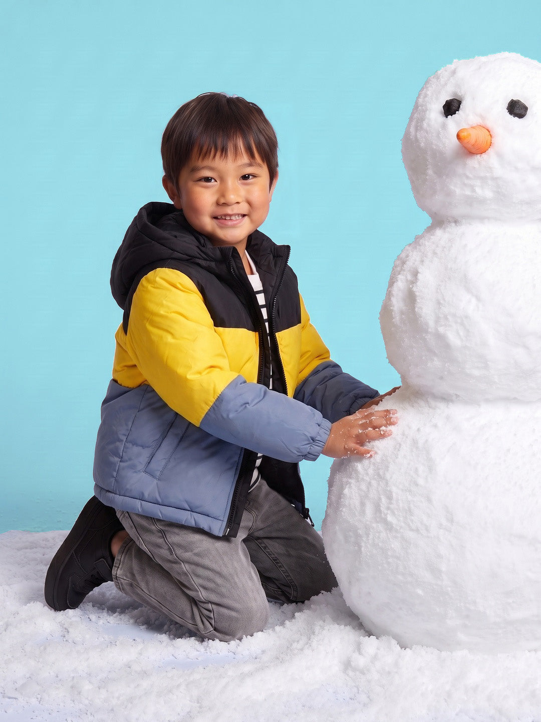 Nautinati Boys Hooded Colourblock Puffer Jacket with Front Zip, Regular Fit