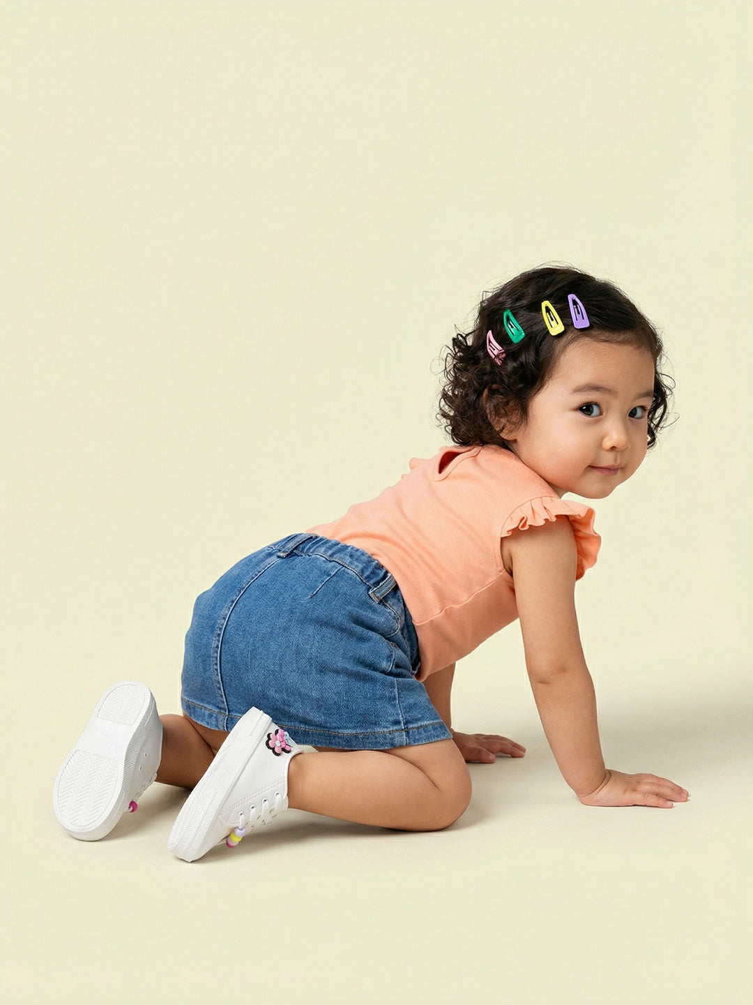 Nautinati Baby Girls' 100% Cotton Pack of 2 Floral Placement & Graphic Print Tops with Cute Frill Sleeves