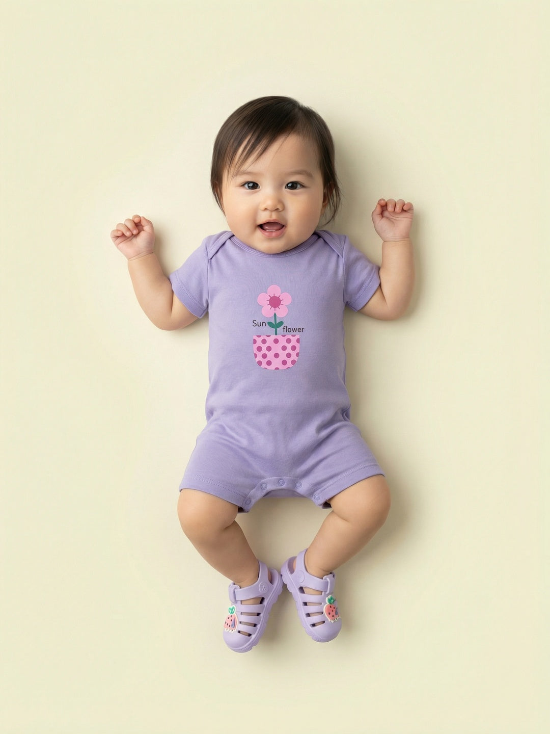 Nautinati Baby Girls 100% Cotton Pack of 2 Dinosaur Print Rompers with Easy Snap Opening