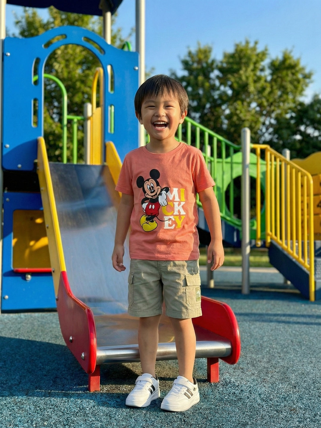 Nautinati Boys' 100% Cotton Crew Neck Disney Mickey Mouse Placement Print T-shirt