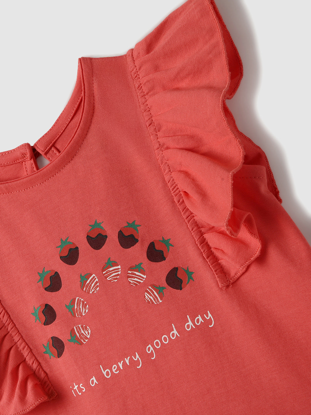 Nautinati Pack of 2 White & Red Printed Tops for Girls