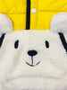 Nautinati White and Yellow Colourblocked Hooded Jacket With Bear Design for Boys