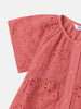 Nautinati Girlsâ€™ Cotton Textured Half Sleeve Schiffli Dress