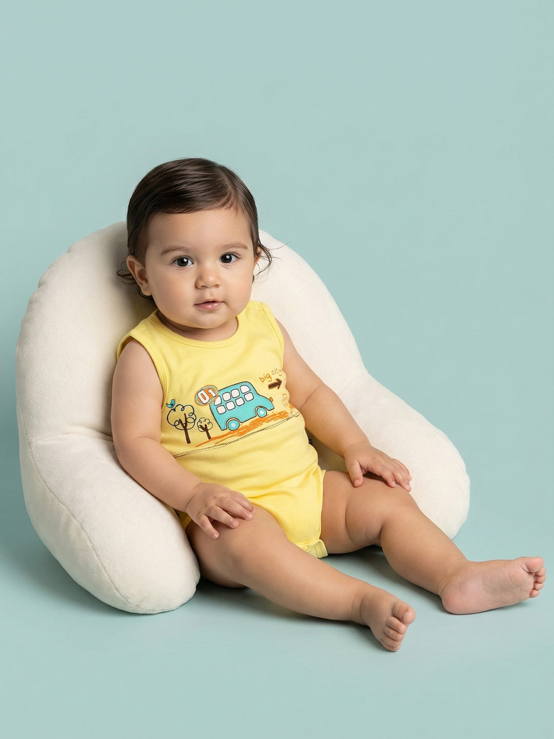 Nautinati Baby Boys' 100% Interlock Cotton Pack of 2 Car Printed Bodysuits