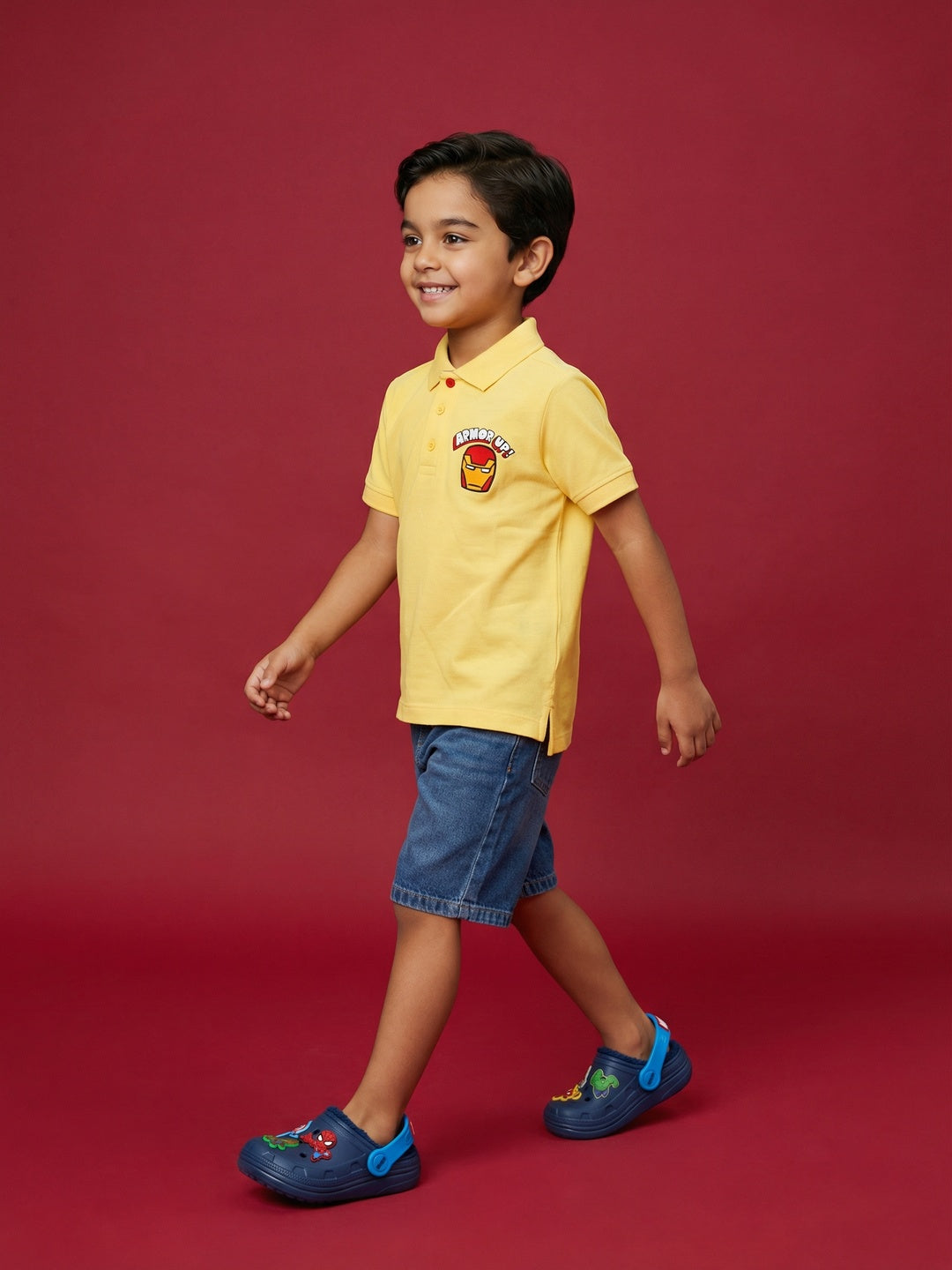 Nautinati Boys' 100% Cotton Marvel Iron Man Graphic Polo T-shirt