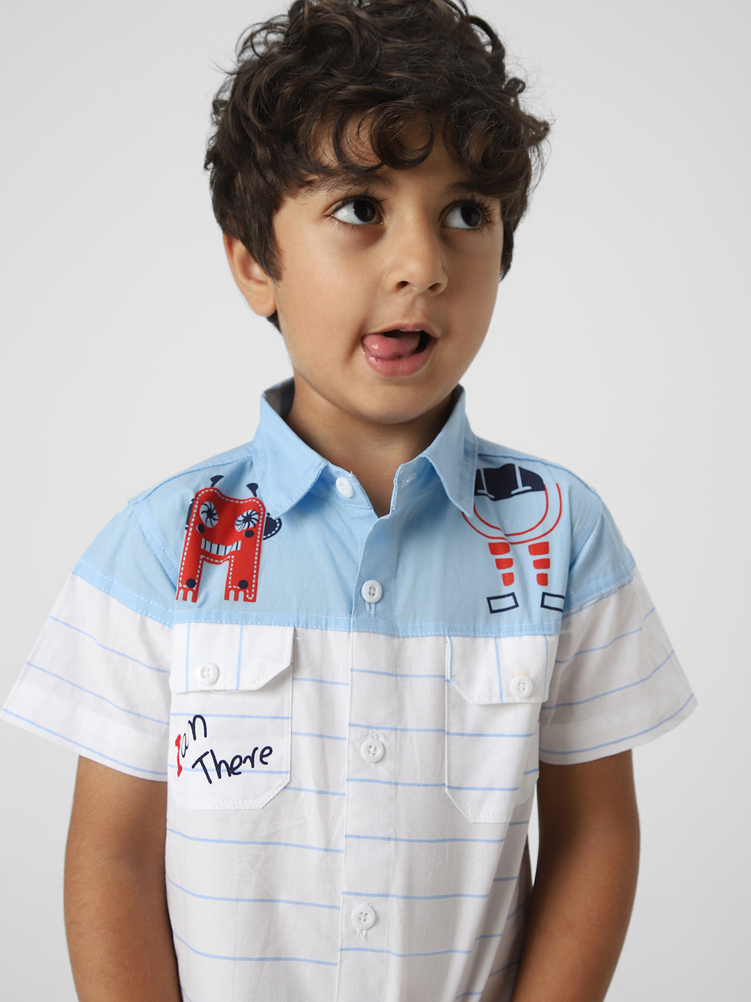 Nautinati Boys' Combo Set Of Striped Shirt And Shorts