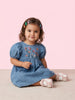 Nautinati Girls' Denim Floral, Dragonfly Embroidery Fit & Flare Dress